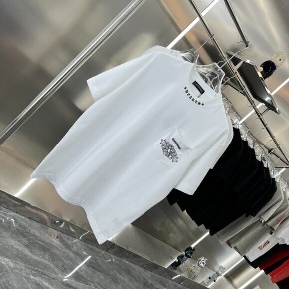 Chrome Hearts Big Horseshoe Couple's Casual Short Sleeve T-Shirt - White - Picture 5 of 8